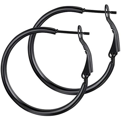 GoldChic Jewelry Large Round Hoop Earrings, Black Big Circle Creole Earrings For Women, 30mm Cover