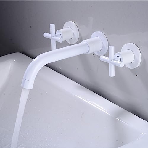 Robinet de salle de bain mural blanc pour vasque moderne et design