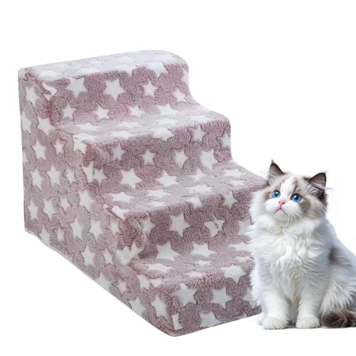 Escaleras para Mascotas - Escalera para Perros De 4 Peldaños De Apoyo para Mascotas Pequeñas con Relleno De Espuma Suave | Pasos para Perros De Cama Escaleras De Gato No Resbaladizas Lavables