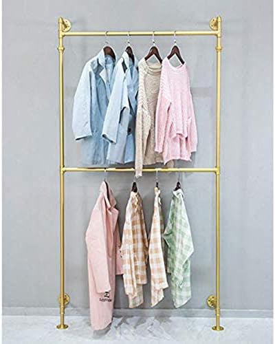 FURVOKIA Modern Simple Industrial Pipe Hanging Rods Clothing Racks (Gold)