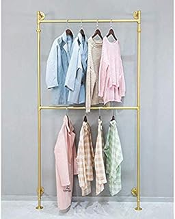FURVOKIA Modern Simple Industrial Pipe Hanging Rods Clothing Racks (Gold)