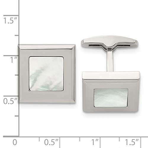 Mancornas para hombre en acero inoxidable con nácar miniatura 3