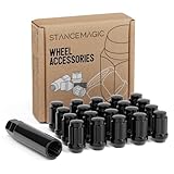 StanceMagic 20pcs Black Spline 12x1.25 Tuner Lug Nuts - Closed End, Cone Seat, 1.4