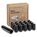 StanceMagic - 20pcs Black Spline Drive 12x1.25 Lug Nuts - 1.4 inch Length - Closed End - Cone Acorn Taper Seat - Includes 1 Socket Key Tool - For Nissan Infiniti Subaru Scion FR-S FRS Tuner