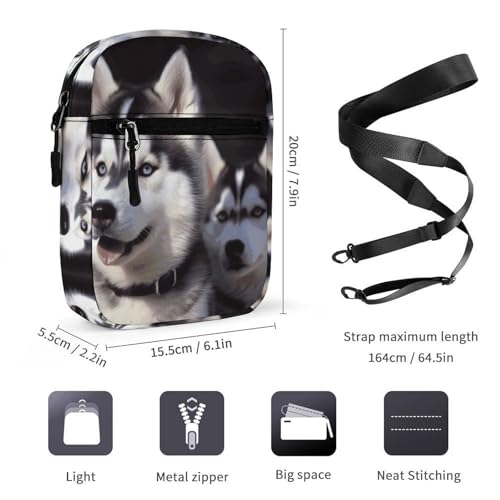 Personalized Small Crossbody Bag Water Resistant Messenger Bags Mini Husky Dog Printing SlingBag For Men Women2