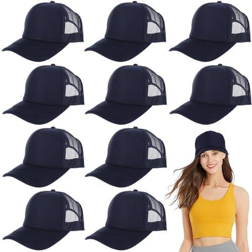 Image of 10 PCS Sublimation Blank Trucker Hats, Plain Baseball Caps with Adjustable Back Strap Unisex Mesh Caps for Men and Women DIY