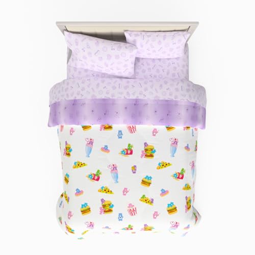 Image of Care Bears Food Snacks 7 Piece Super Soft Cozy Reversible Comforter and Sheet Set with Sham, Full, (Officially Licensed Product) By Franco Collectibles