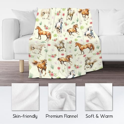 Horse Blanket, Cute Soft Throw Gifts for Grils Teens, Cozy Flannel Throw Blankets for Couch Office, 40"x50"