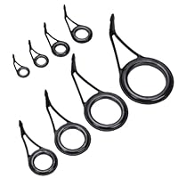 JTKREW 8 Piece Black Stainless Steel Rod Tip Repair Kit with Ceramic Guide Rings for Freshwater and Saltwater Fishing Rods, Ideal Replacement Parts Kit for Damaged Rod Tips