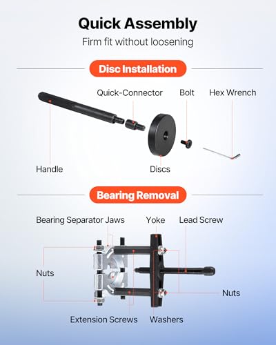 Image of VEVOR 52pcs Custom Bushing Bearing and Seal Driver Set & 14pcs Bearing Puller Kit, 2 in 1 Bushing Bearing Driver Press Kit, Heavy Duty Removal Installation Tool Set with 49 Bushings, Separators & Jaws