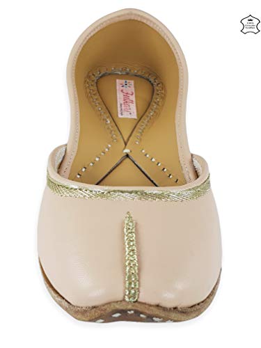 Image of Fulkari Women's Nappa Soft Genuine Leather Juttis | Bite and Pinch Free Jutis | Punjabi Jutti For Ladies | Casual Flat Stylish Mojari | Ethnic Flats For Girls |