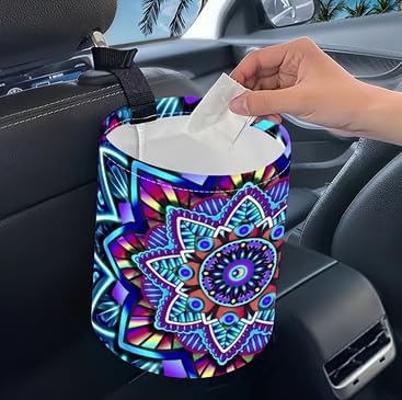Image of Portable Reusable Waterproof Car Trash Bin, Multipurpose Vehicle Organizer, Road Trip Essentials (Ethnic Style)