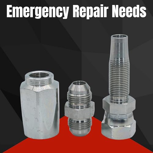 Image of 3 PCS Hydraulic Reusable Hose Fitting Hose Repair Kit JIC #04, 1 /4'' /#6, 3 /8'' /#08, 1 /2''