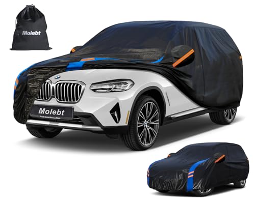 Image of Custom Fit SUV Car Cover for BMW X3 X3M (2010-2026), Upgraded Waterproof All Weather Outdoor Auto Cover with Driver Door Zipper & Mirror Pockets, UV /Snow /Dust Protection