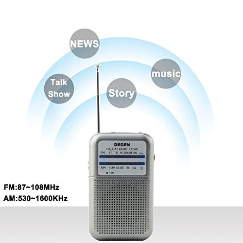 Degen DE333 Tragbares Radio AAA Batteriebetriebenes AM FM Radio Mini mit Kopfhörern zum Wandern und Camping - Image 3