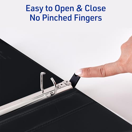 Image of Avery Heavy-Duty View 3 Ring Binders, 1 Inch One Touch Slant Rings, DuraHinge, 1.4 Inch Wide Spine, Customizable Clear Cover and Spine, Black Binders (4-Pack of 79868)