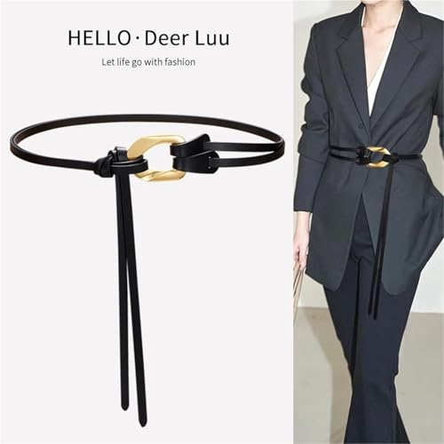 Decorative Belt Knotted Leather Belts Golden Buckle Double Layer Waistband Vintage Dress Coat Girdle For Women for Country Concert Outfit(Apricot)2