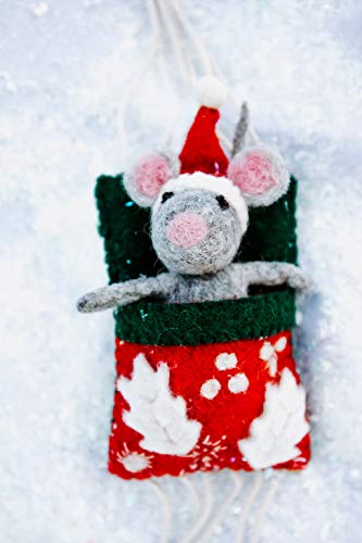 The Mouse In The Hammock Christmas Ornament By Bethany Brevard - Original Holiday Decoration For Toddlers And Kids - Creative Christmas Tree Hanging Ornament - 4" Felt Mouse And Hammock (Light Grey) #TOP5