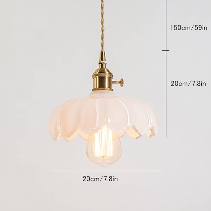 GUOGUOSM Nordic Japanse Stijl Homestay Kroonluchters Retro Messing Glazen Hanglampen E27 Macaron Nachtkastje Slaapkamer Decoratie Lamp (rood, Wit, Blauw, Groen, Geel) photo 3