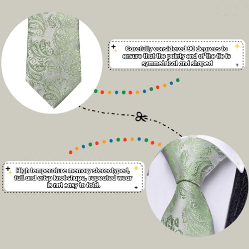Image of Barry.Wang Men Ties Paisley Woven Silk Necktie Set with Pocket Suqare Cufflinks Formal