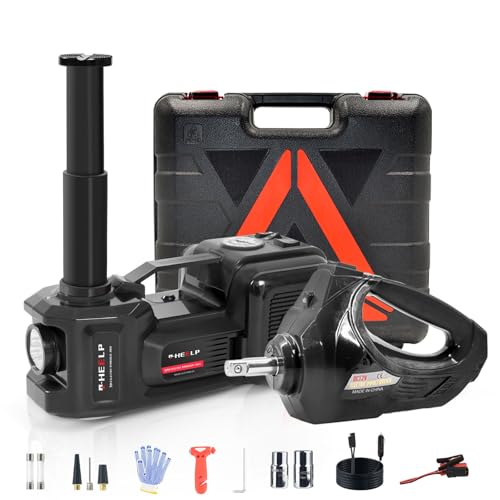 Image of E-HEELP Electric Car Jack Kit 5Ton 12V Hydraulic Car Jack Lift (Lifting Range: 6.1~17.7 inch) with Electric Impact Wrench for SUV MPV Sedan Truck Change Tires Garage Repair