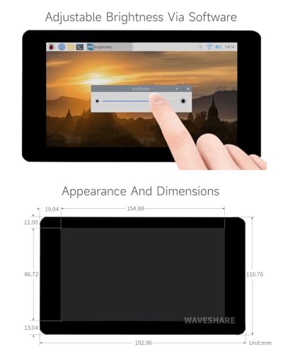 Image of Waveshare 7inch Capacitive Touch Display, Compatible with Raspberry Pi 5 /4B /3B /Zero /Zero W /Zero 2W /Pico /Pico W /Pico WH, 800x480, DSI Interface