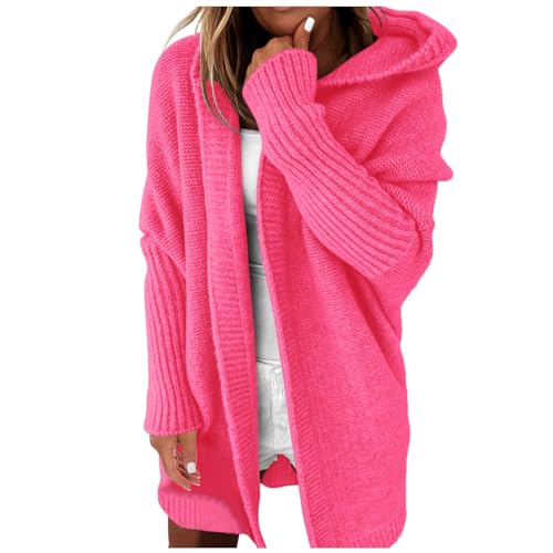 Strickjacke Damen mit Kapuze ,Strick Cardigan Damen Lang,Strickmantel Damen Kapuzenpullover Grobstrickjacke Hoodie Pullover Jacke Strickpulli Longstrickjacke Strickjacken für Frauen Herbst Winter