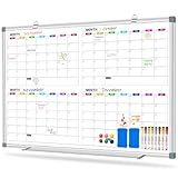 CALENBO Pizarra blanca con calendario para pared de 36 x 24 pulgadas,