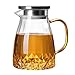 Produktbild seasaleshop Glas Teekanne Teebereiter 1000ml mit herausnehmbarem Edelstahl Teesieb - Glaskanne Teekrug Teefilter Hitzebeständig