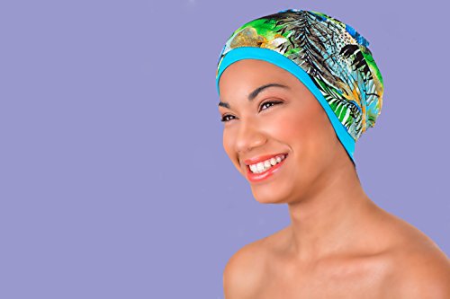 NJ Création Turban Kenaya Été Turquoise/Fleuri