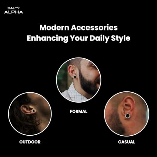 Image of SALTY ALPHA Anti Tarnish Classic Earrings for Men | Ear Hoop for Man | Stylish Fashion Jewellery Accessories for Boys | Minimal Jewelry | Ideal for Gifting | Gift for Diwali, Christmas, Marriage, Birthday