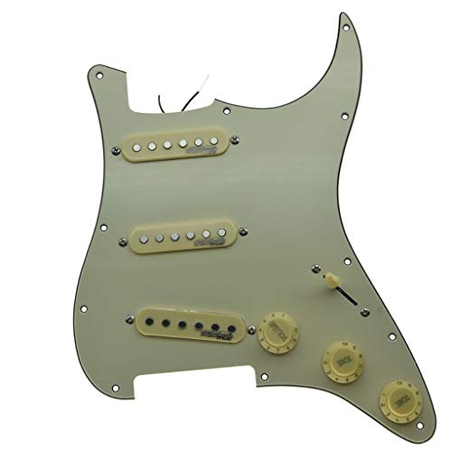 Dopro Loaded Guitar Pickguard with Wilkinson Pickups Prewired ST Pickguard for FD Strat Stratocaster Made In USA/Mexico Aged White - Image 2