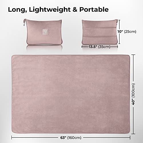 Boacay Soft & Warm Travel Blanket For Airplane & Car - Long Flight Essential For Women, Men, Kids - Compact Pillow With Luggage Sleeve & Backpack Clip #TOP5