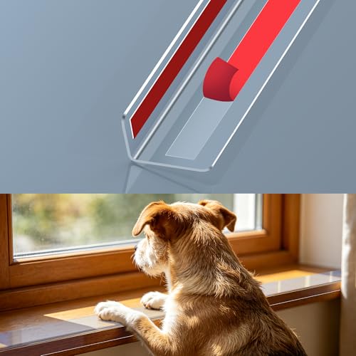 MONOID Heavy-Duty Window Sill Protector - Residue-Free Pet Guard for Dogs & Cats Scratch & Chew Resistant Clear Shield Easy Peel & Stick 29.5 x 2.25 Cat Scratching Pads