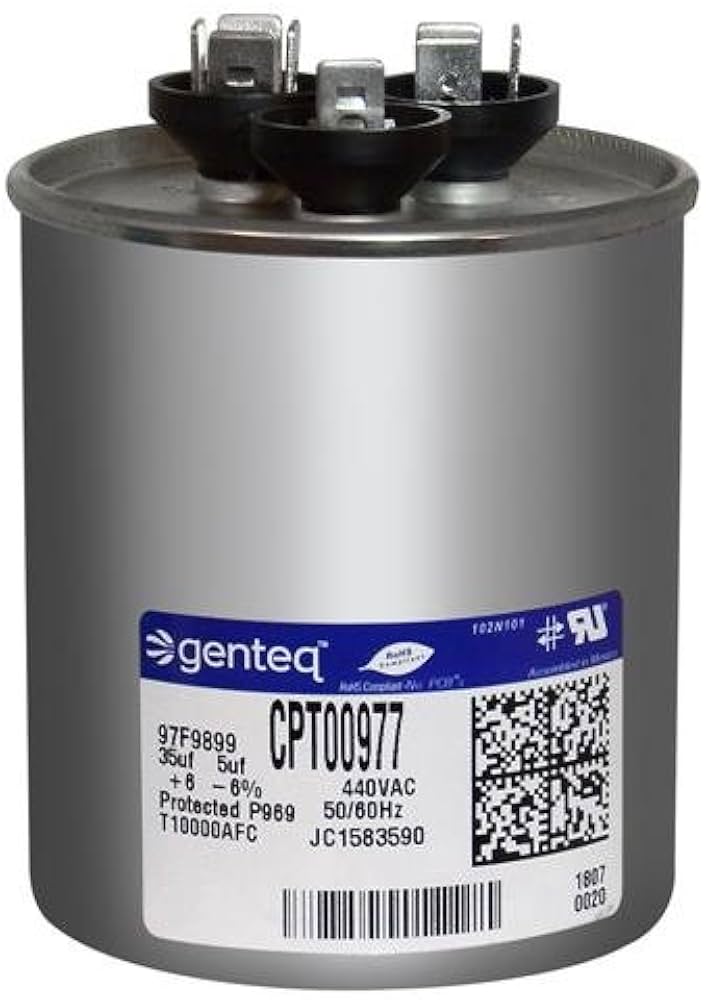 Genteq/GE 97F9899 Round Capacitor 35 5 uf MFD 440 Volt