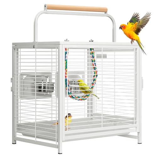 VIVOHOME 19 Inch Wrought Iron Travel Bird Cage for Cockatiel Parakeets