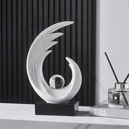 Escultura abstracta decorativa de resina blanca miniatura 1