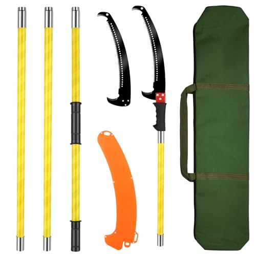 Coupe Branche Telescopique 4m: Scie à Élaguer Télescopique, Scie D'élagage Manuelle, Outils de Jardinage Pour la Taille des Palmiers et Des Arbustes（Jaune）