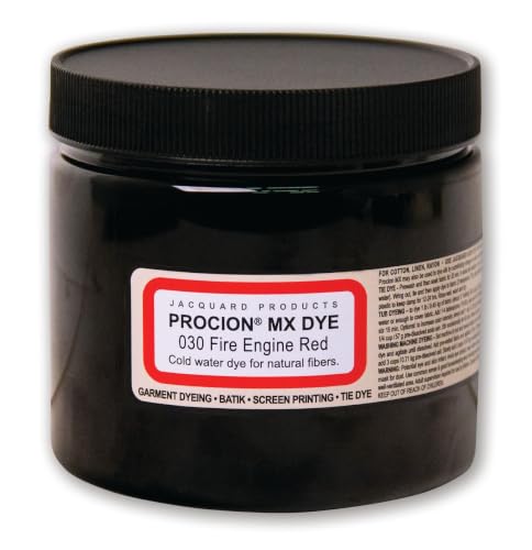 Jacquard Procion Tie Dye Powder Fire Engine Red 8oz Jar - for Permanent & Washfast Use as Ice Powder, Cold Water Fabric Clothing
