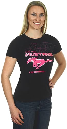 Image of JH Design Women's Ford Mustang T-Shirt's in 3 Styles Short Sleeve Crew Neck Shirts