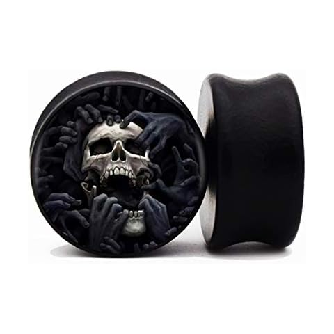 QWERBAM 2pcs/lot Wood Skull Ear Gauge Plugs And Tunnels 8mm-25m Ear Stretcher Expander Saddle (Metal color : 10mm) Cover