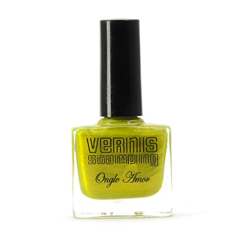 Vernis Stamping VERT JAUNE PAILLETÉ ONGLE AMOR 11 ml vernis pour plaque stamping ,vernis baby boomer vernis à ongles Cover