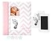 Pearhead First 5 Years Chevron Baby Memory Book with Clean-Touch Baby Safe Ink Pad to Make Baby’s Hand or Footprint Included, Pink