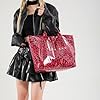 HiTotes PVC Tote Bag for Women Top Handle Bag Large Kraft Paper Tote Bag Leopard Tote Bag Letter Print Tote Handbag PVC Shoulder Bag Carry All Bag #1