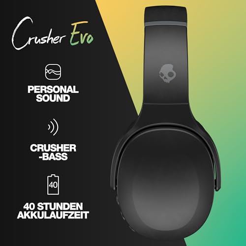Skullcandy Crusher Evo Over-Ear Wireless-Kopfhörer mit Sensory Bass, 40 Std. Akkulaufzeit, Mikro, kompatibel mit iPhone, Android und Bluetooth-Geräten - Schwarz – Bild 3