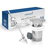 kör4u Ablaufgarnitur mit Zugstange - Maß 1 1/4 Zoll, chrom, Ablaufgarnitur für Waschtisch- und Becken, Zugstangengarnitur, Ablaufventil mit Zugstange und Stopfen