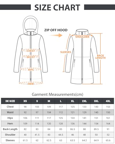 Chaqueta larga softshell con capucha mujer abrigo forro polar impermeable 6