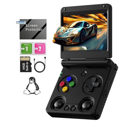 Image of Anbernic RG34XXSP Retro Handheld Game Console RG34XX SP Retro Gaming Console with 64G Preloaded 5000+ Games,3300 mAh Battey,Portable Pocket Arcade Support 30+ Simulators 5G WiFi Bluetooth HD Black