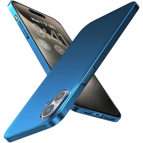 Coque iPhone 17 ultra fine bleu mat 6,3 pouces 2025 anti-dérapante