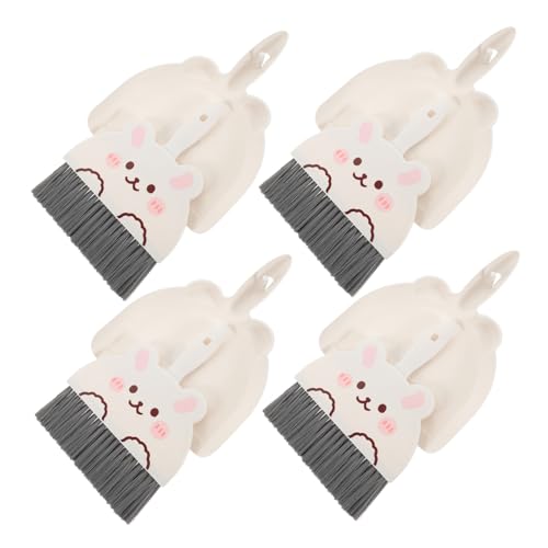 TOYZFRIENDY 4 Sets Kleine Mini Kehrschaufel Miniaturbesen Kehrschaufel Und Besen Mini Desktop Minibesen Schneebesen Weiß